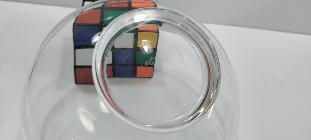 STEUBEN Small CLear Round Bowl Double Ring Base signed, George Thomson?