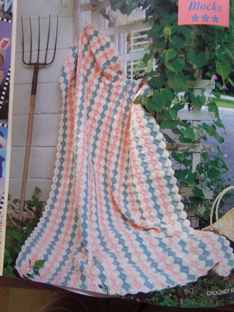 Bursts & Blocks; afghan ;   (#128-8) vintage crochet  pattern