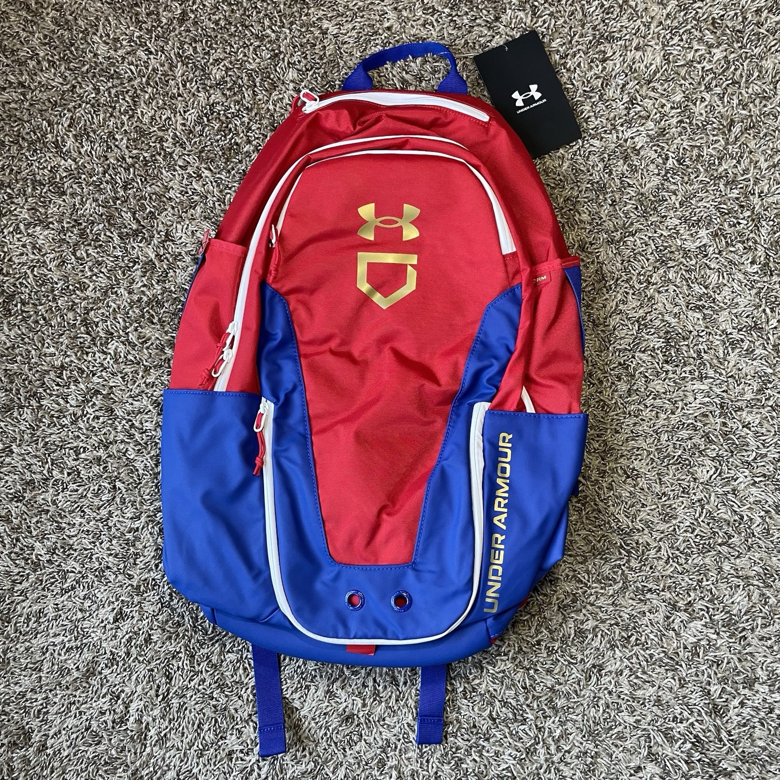 UA Storm Baseball Backpack Batpack Red Royal Blue 37L 1384464-600 NEW