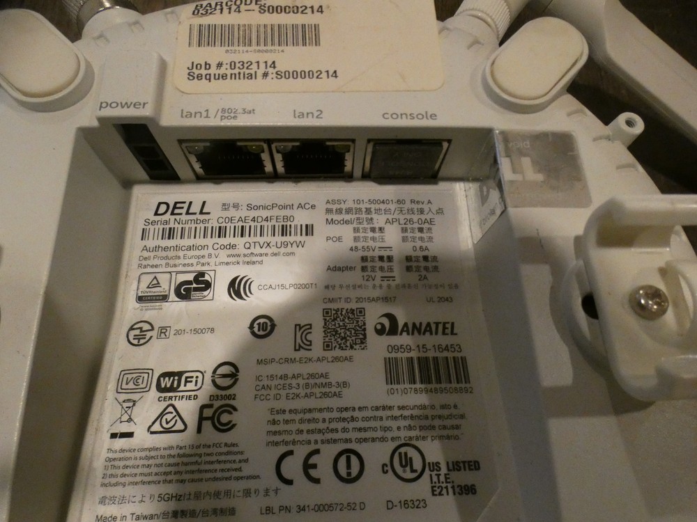 5x Dell SonicWall SonicPoint ACe APL26-0AE POE Wireless Access Points