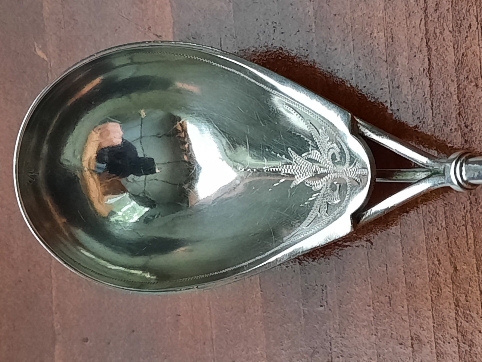 Coin Silver Knowles & Ladd Three Pronged Leaf & Berry Patrn Engraved Sauce Ladle