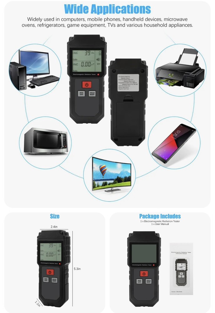 Digital LCD EMF Meter Electromagnetic Radiation Detector Tester Geiger Counter