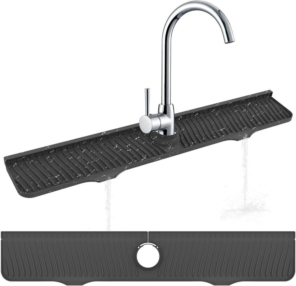 32 x 5.5 Silicone Kitchen Sink Splash Guard - Self-Draining & Adjustable Fit
