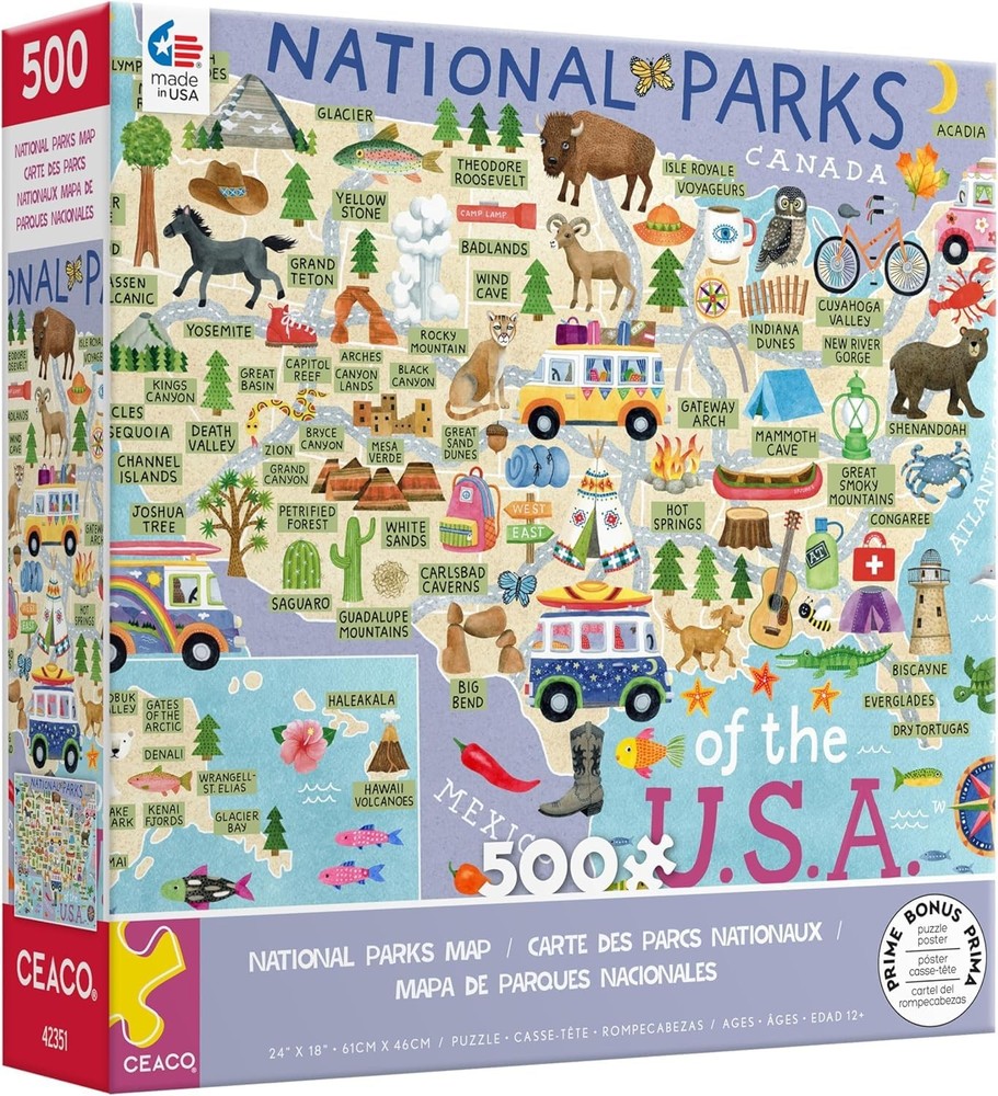 - National Parks Map - 500 Piece Jigsaw Puzzle
