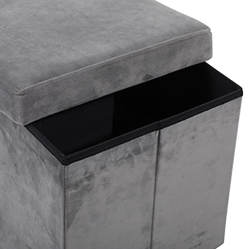 Polyester Square Storage Stool, 17" x 15" x 15", Gray