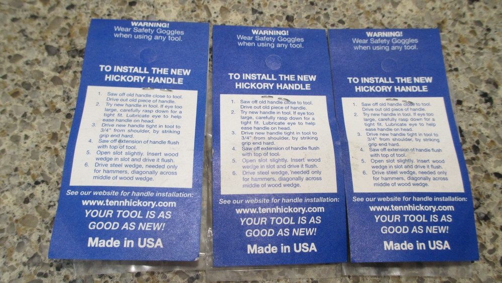 3 Hickory Handle, Wedge Kits