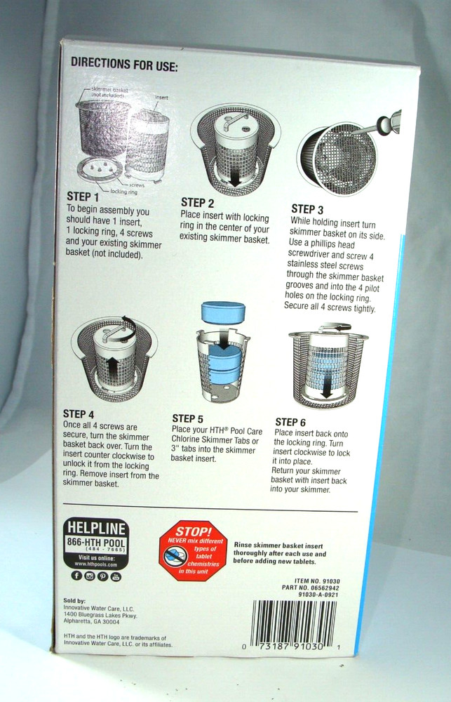 HTH Pool Care Skimmer Basket Insert Model 91030