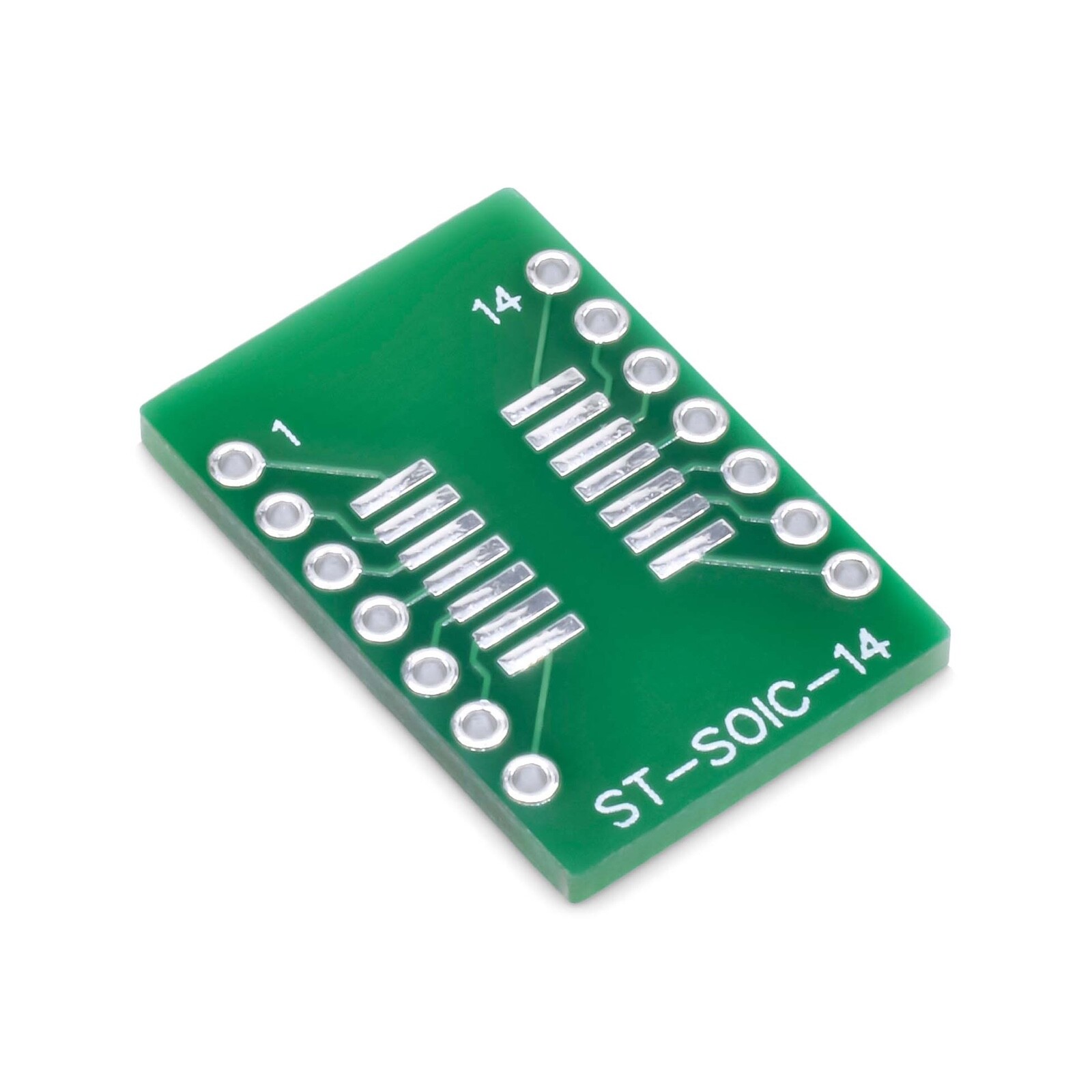 SOIC-14 / SOP14 SMD to DIP Adapter, PCB Breadboard Adapter ST-SOIC-14,  5 Pieces