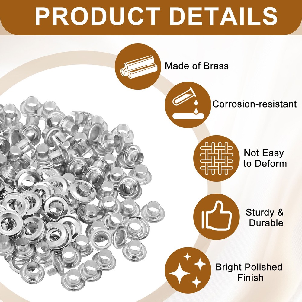 Brass Self Tapping Eyelets 3mm 100pcs Silver