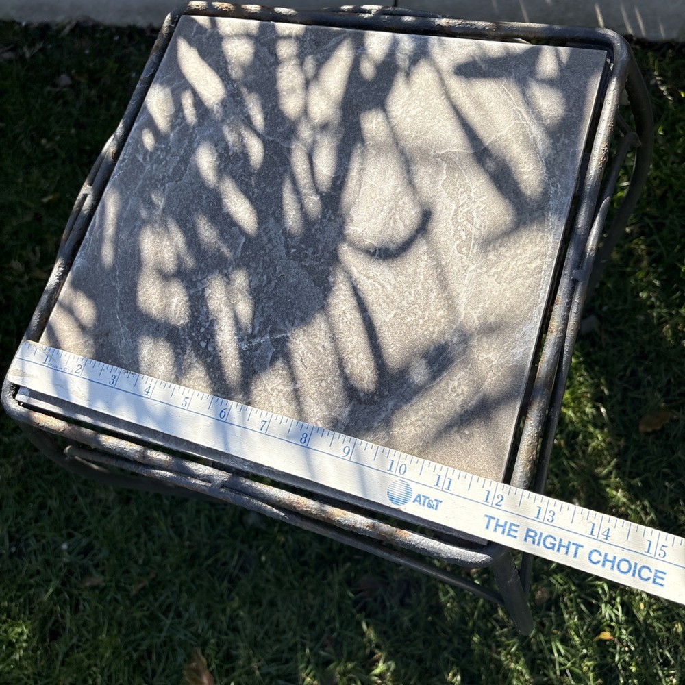 VTG Wrought Iron Rustic Table With Slate Tile