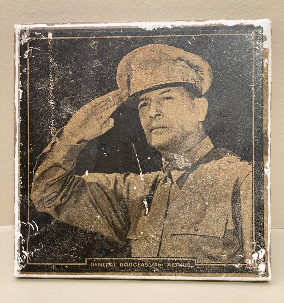 General Douglas MacArthur memorial tile World War 2, WWII