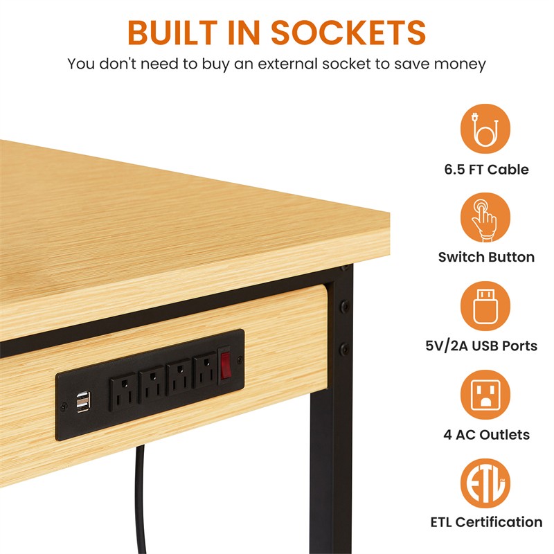 71'' Adjustable Workbench with Wheels Pegboard AC/USB Outlet Hooks Shelf 1600 lb