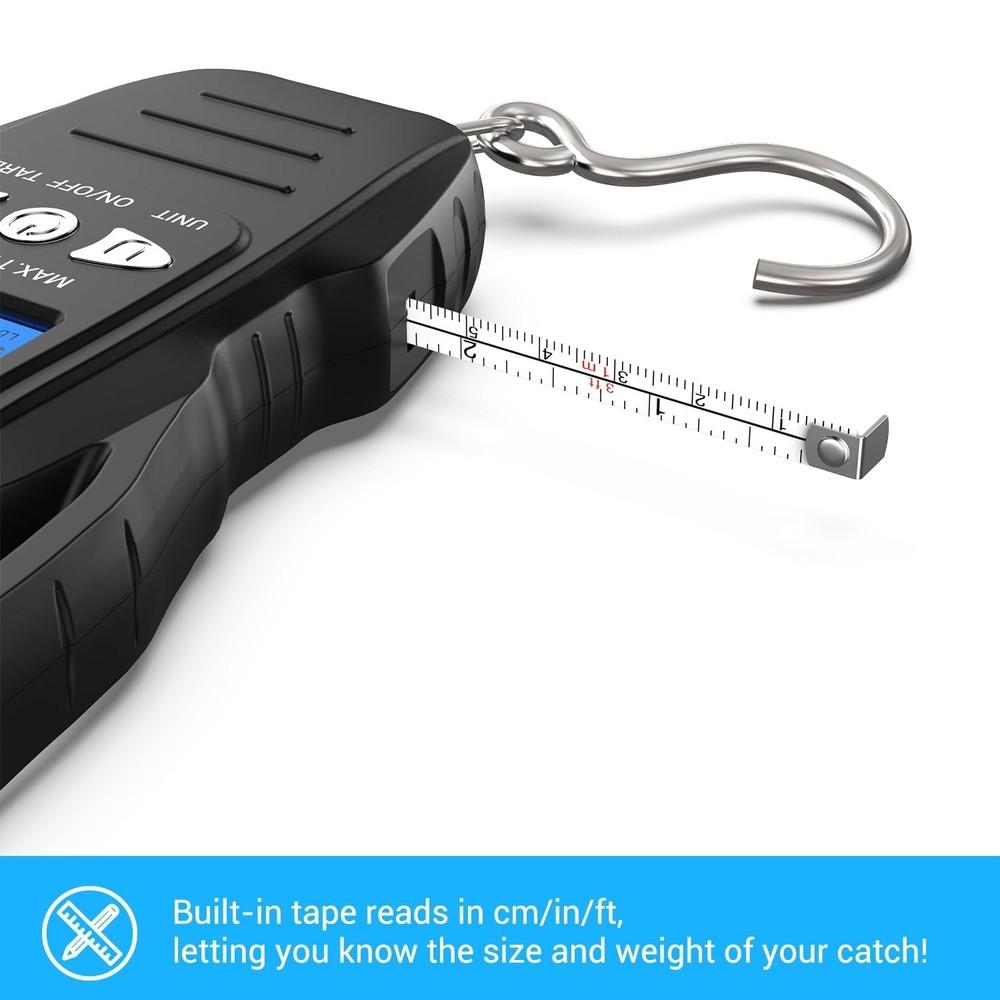 High Precision Digital Fish Scale with Backlit LCD & Built-in Measuring Tape
