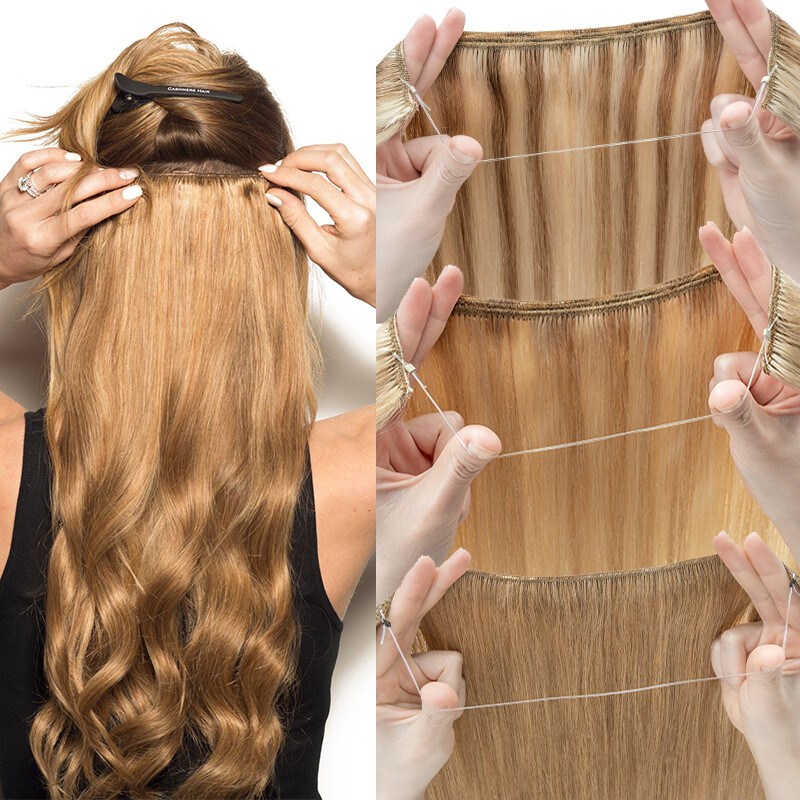 Invisible 100% Real Remy Human One Piece Wire Clip in Hair Extensions Nano Ring