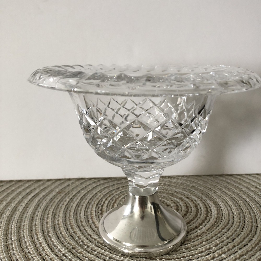 Antique Diamond Cut Crystal Silver Compote Dutch 833 Silver