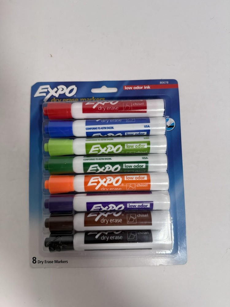 New Expo Dry Erase Markers Chisel Tip Assorted Ink 8/Pack