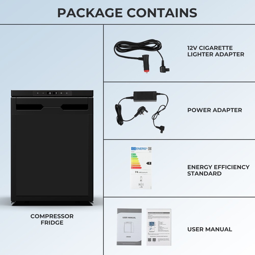 Car Refrigerator 50L Compressor Small Refrigerator Freezer Mini Electric Cooler