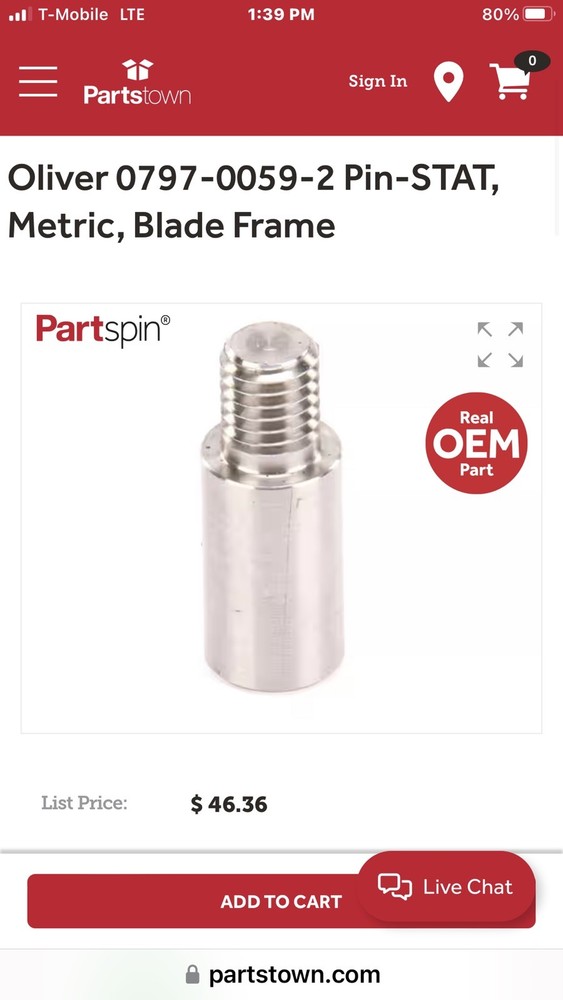 Oliver 0797-0059-2 Pin-STAT, Metric, Blade Frame