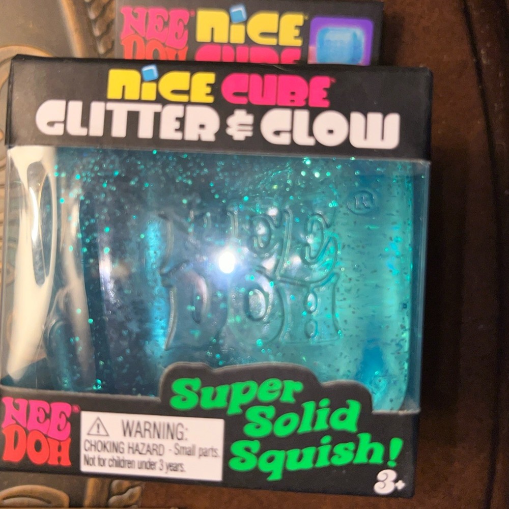 Nee Doh Nice Cube Super Solid Squish Blue Tactile Squeeze Toy