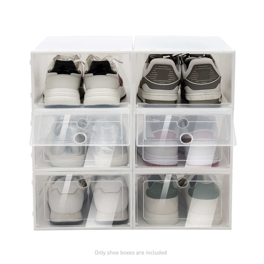 20pc Plastic Shoe Storage Boxes Waterproof PP Surface Foldable Stackable Storage