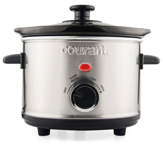 Courant 1.6 Quart Slow Cooker, Multiple settings, Brushed Stainless
