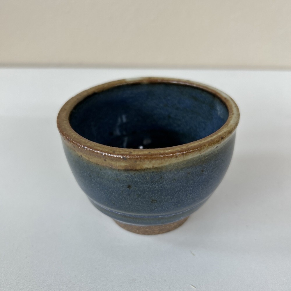 Studio Art Pottery Signed “AR” small blue bowl