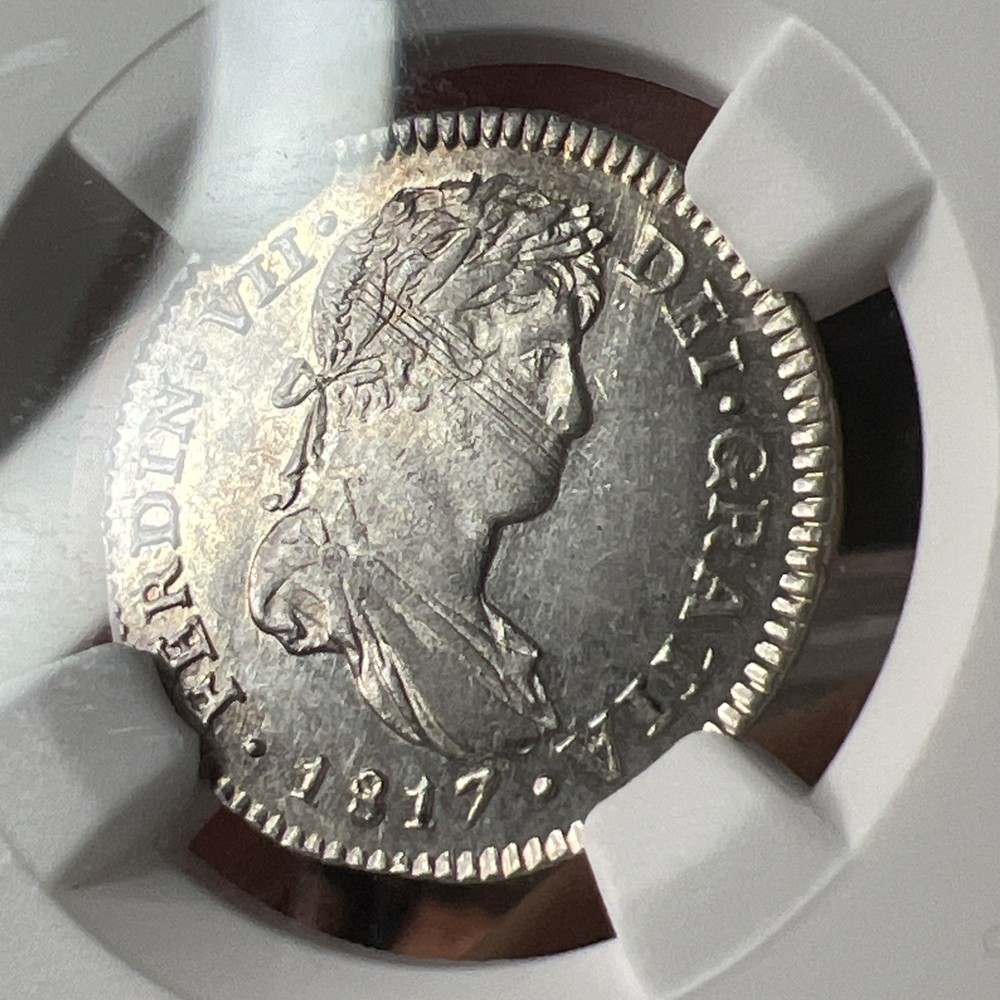 Silver Guatemala 1817 NG, M real NGC MS-62