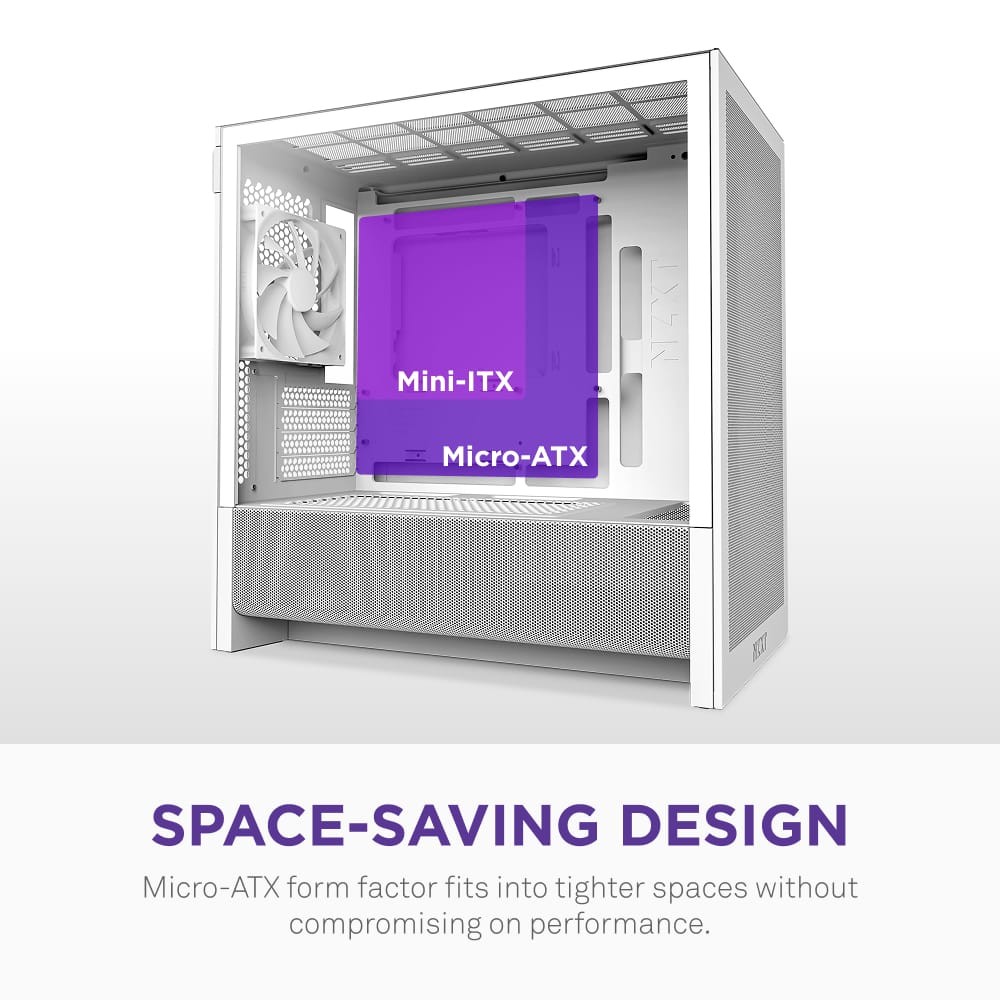 NZXT - H3 Flow Micro-ATX High-Airflow PC Case - White
