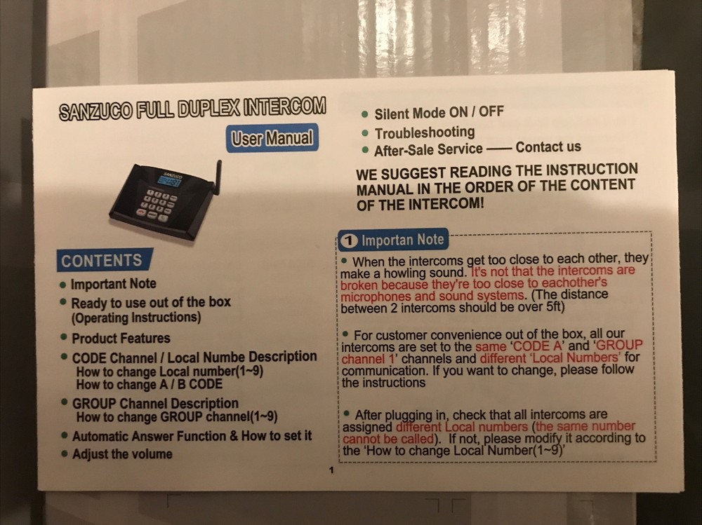 4 Wireless Intercoms – Long Range, Full Duplex Home/Business by SANZUCO