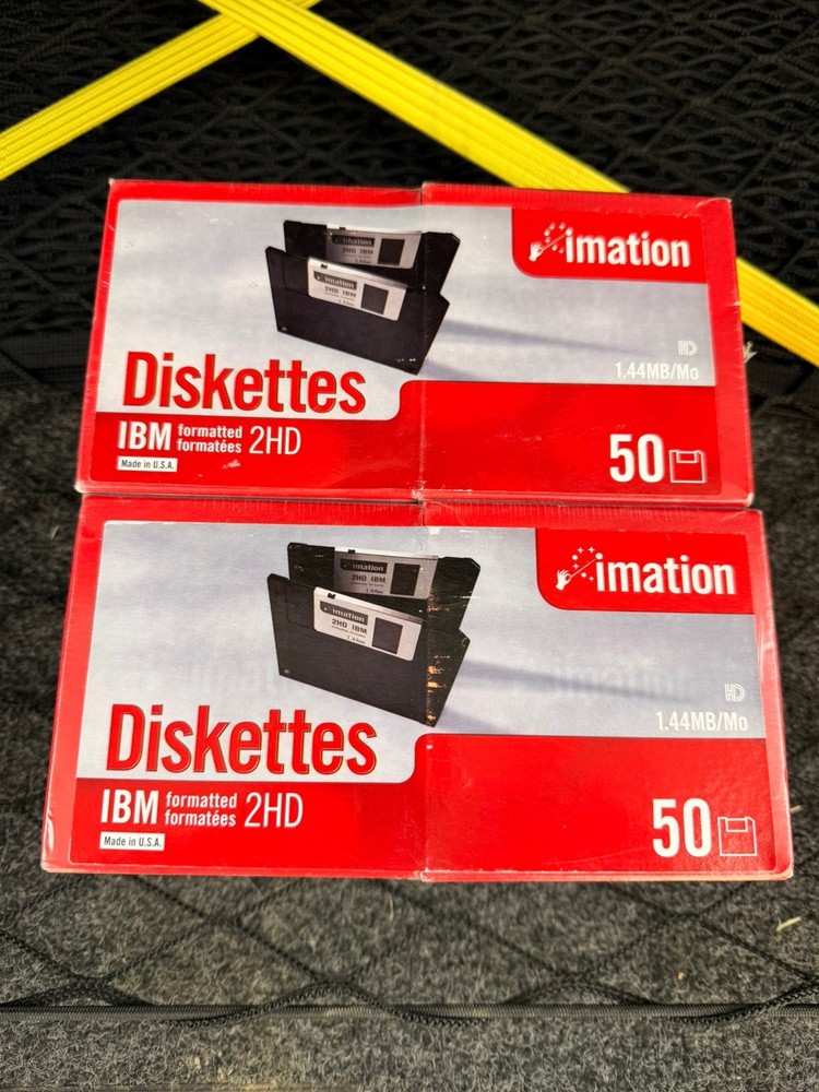 New Sealed Imation 3.5" High Density Diskettes - IBM Formatted 1.44 MB - 50-Pack