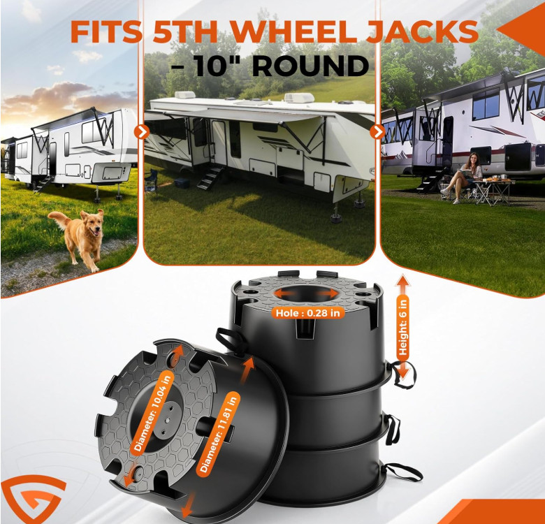 4PCS RV Jack Blocks, Stackable Heavy Duty Jack Pads with 40,000 lbs Load Capacit