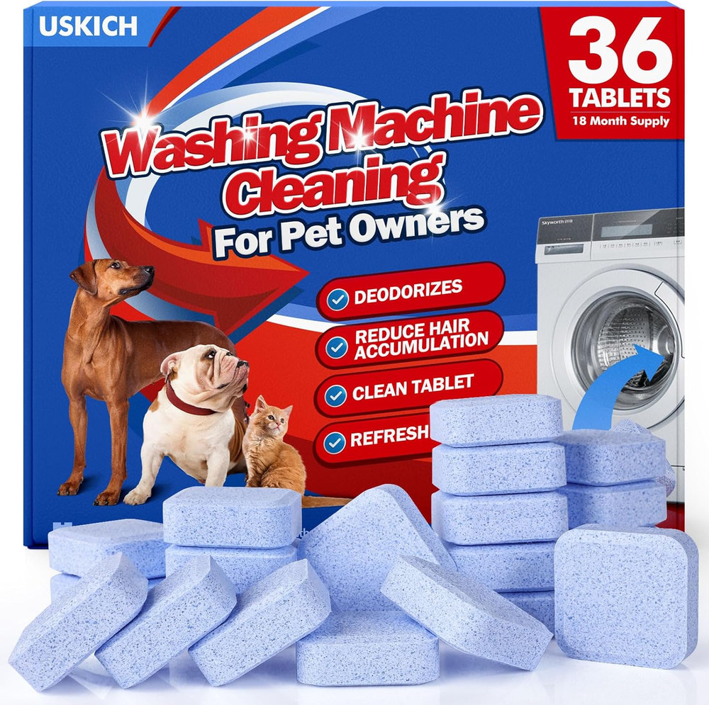 36 Pack Washing Machine Cleaner Tablets for Pet Owners,Washer Machine Cleaner Re