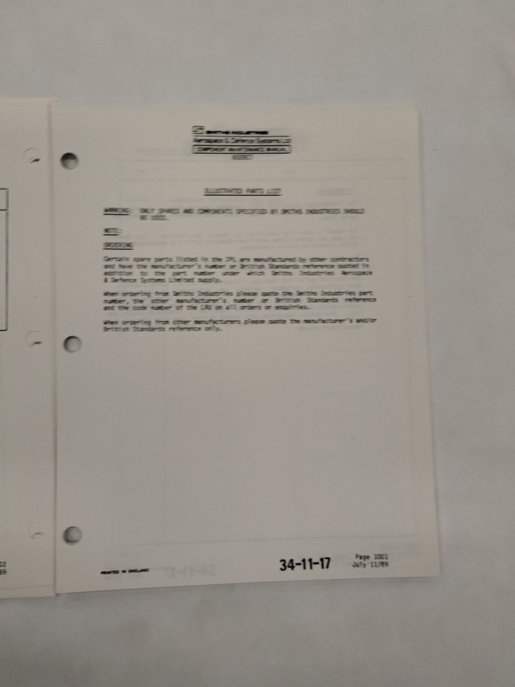 Smiths Industries Vertical Speed Indicator Component Maintenance Illust. Parts