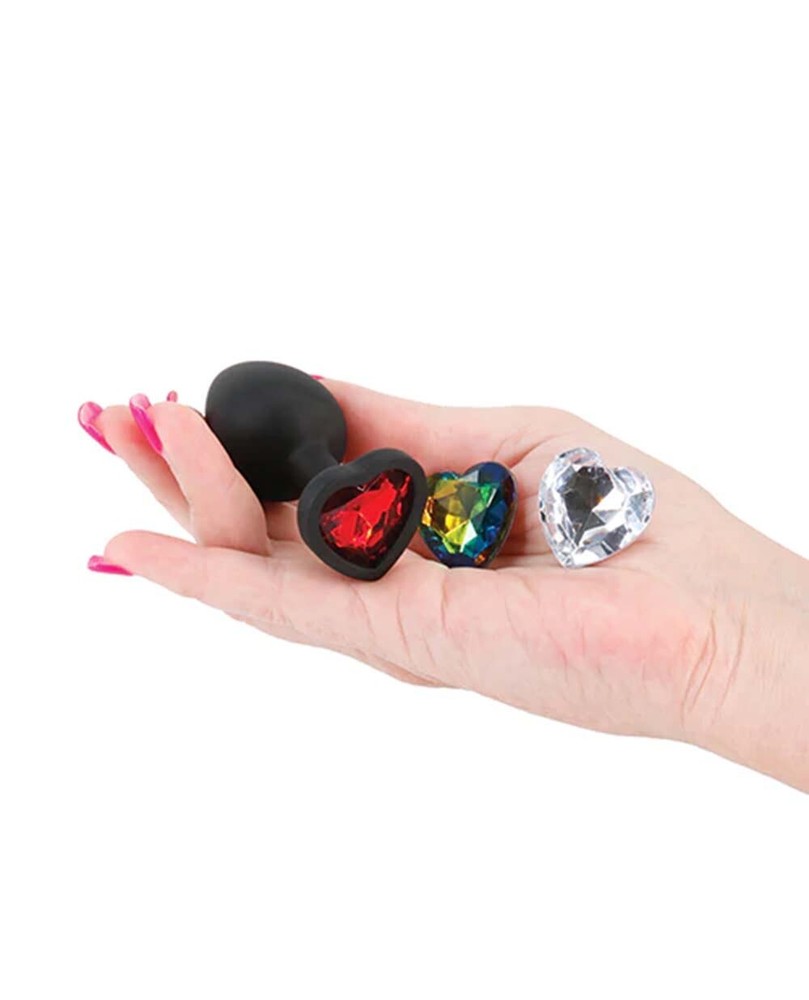 Wearable Beginner Friendly Interchangeable Colorful Heart Jeweled Butt Plug