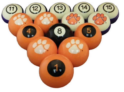 CU CLEMSON TIGERS NCAA Collegiate Billiards Pool Ball Sets College