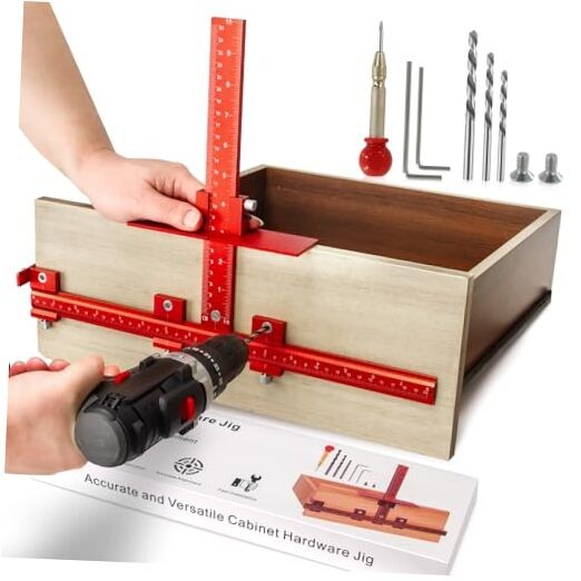 Aluminum Cabinet Hardware Jig Tool for Handles Pulls Knobs, Aluminum-Red