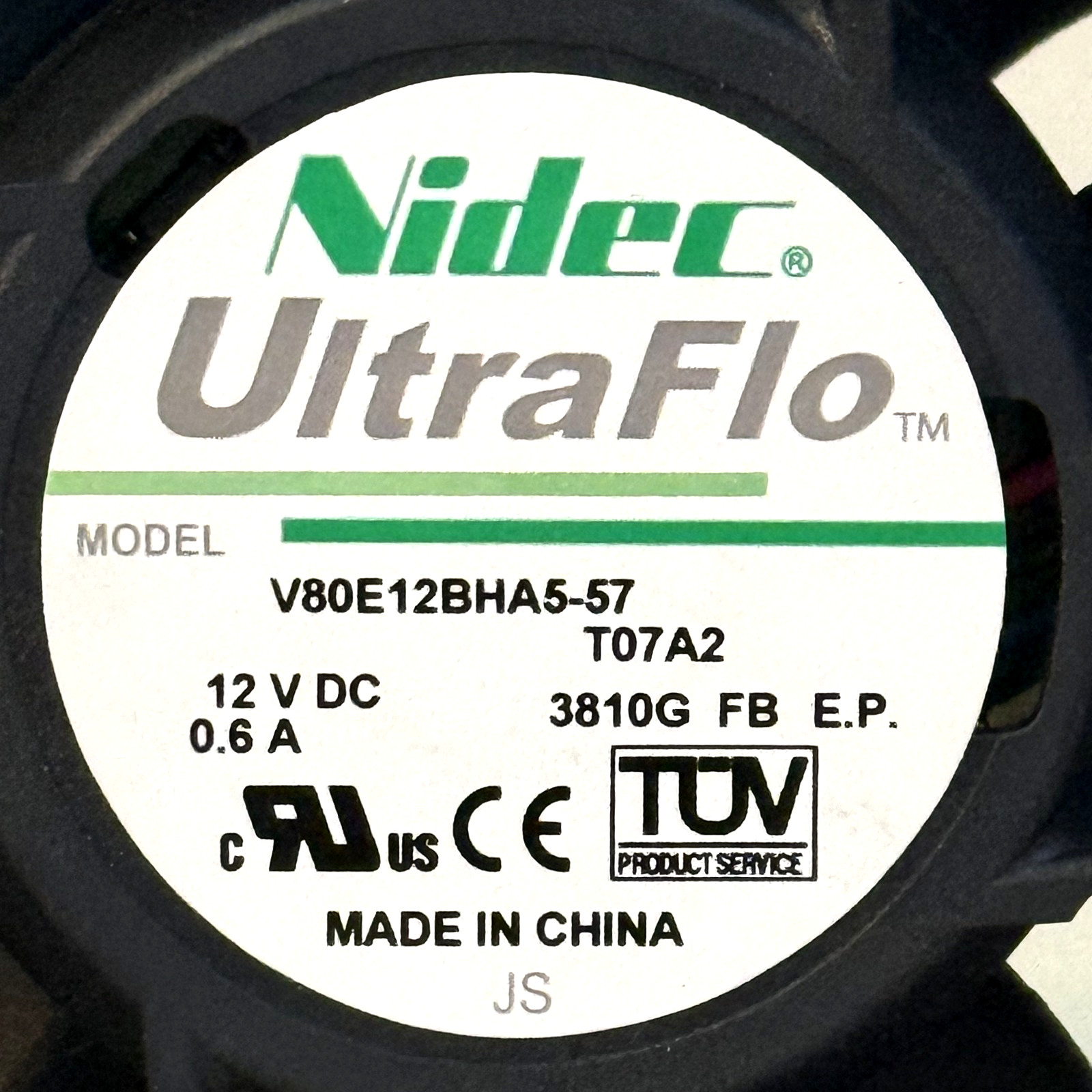 SUPERMICRO 12V PWM 80mm HotSwappable Fan NIDEC UltraFlo V80E12BHA5-57 FAN-0126L4