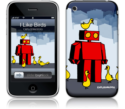 ExplodingDog GelaSkin-I Like Birds iPhone 3G skin