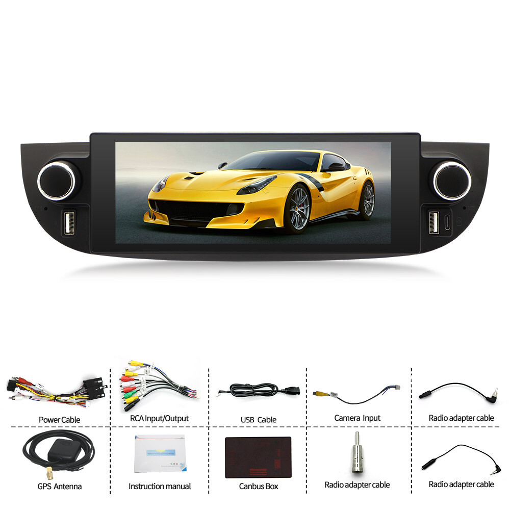 6.86in Touch Screen Car Radio Player USB RDS 4+32G Fit For Fiat 500 2007-2018