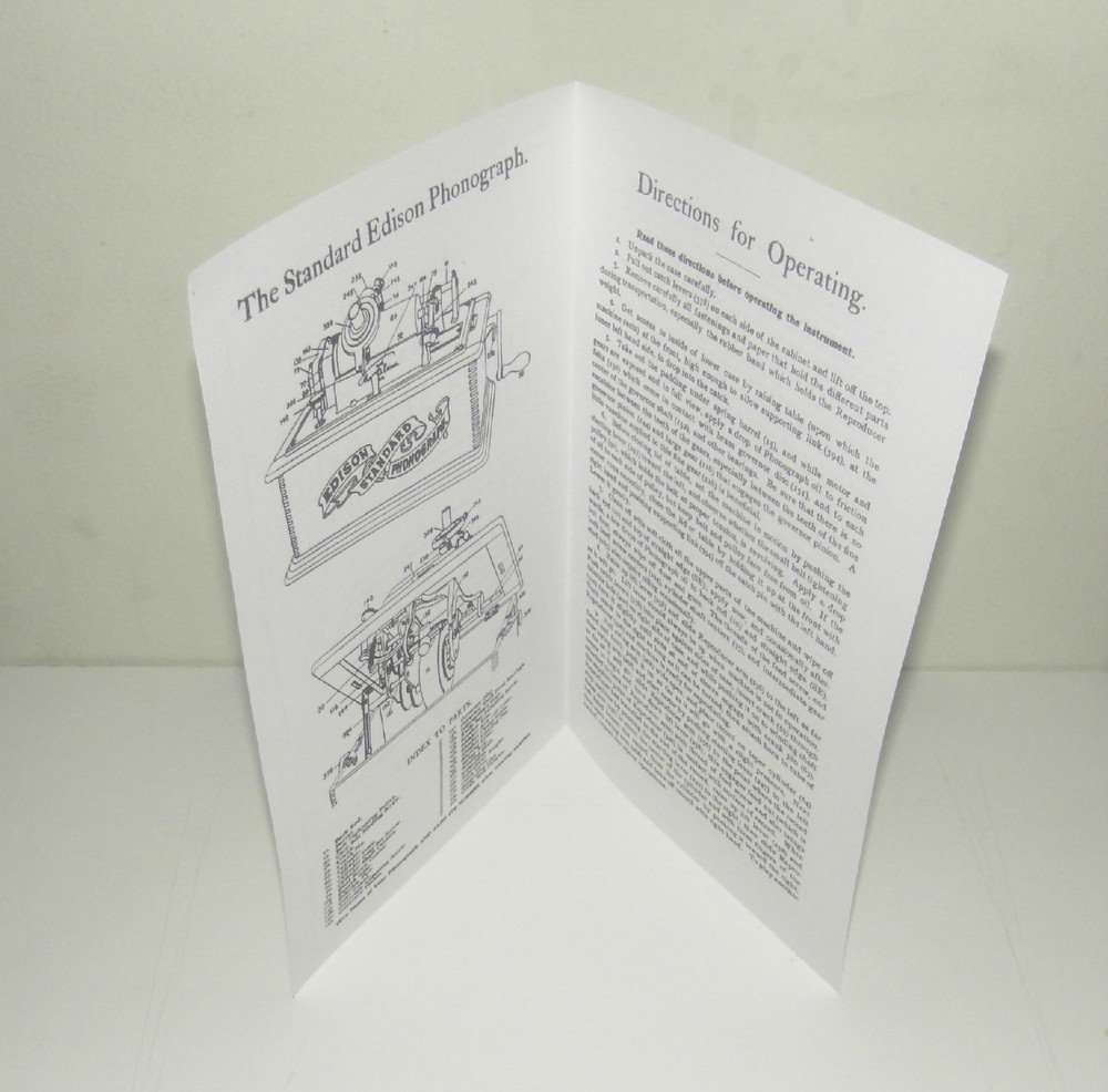 Edison Standard Phonograph Instruction Manual Reproduction