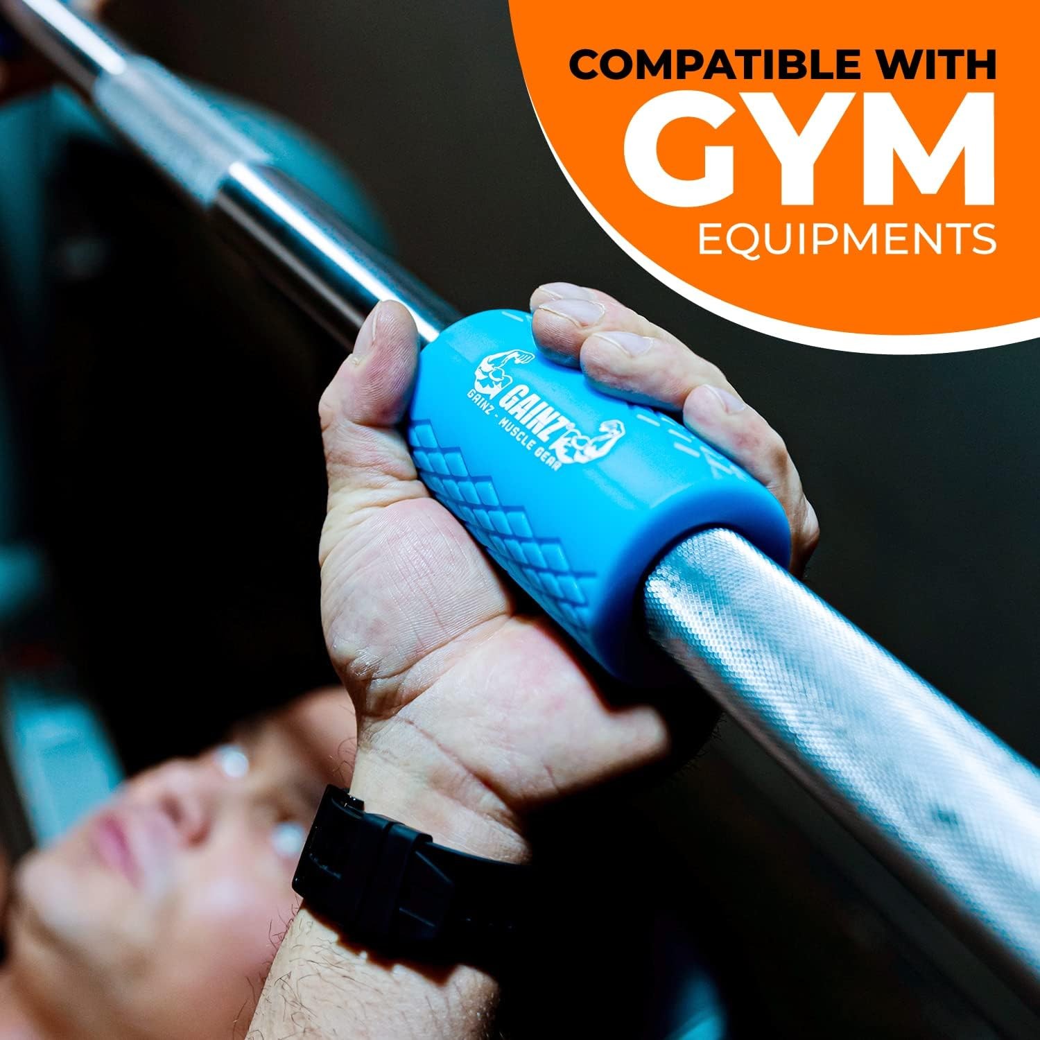 Gainz Thick Grips Dumbell Barbell Weight Lifting Adapters for Fat Bar Grow Big