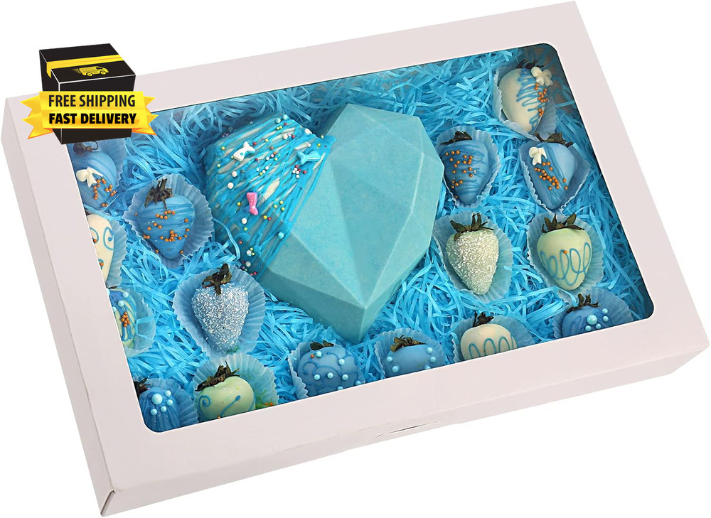 30-Pack 17" X 11" X 2.5" Cookie Boxes with Window, Large Bakery Boxes, Auto-Popu