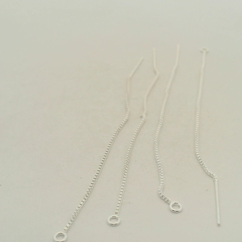 925 Sterling Silver Threader Box Chain with Ring (80mm) - 4 pcs