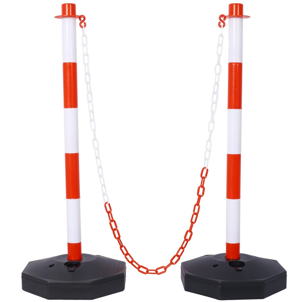 6 Pack Traffic Delineator Post Cones with Weighted Base & Reflective Collars