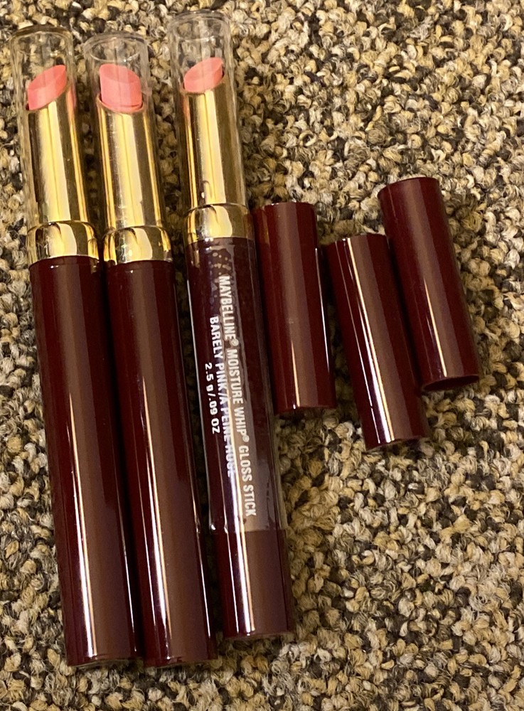 3 MAYBELLINE MOISTURE WHIP GLOSS STICK ,BARELY PINK