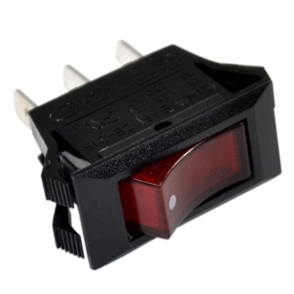 3-Pack Red Lighted Rocker Switch Black Function ON OFF 3 Prong 15A for Neon Lamp