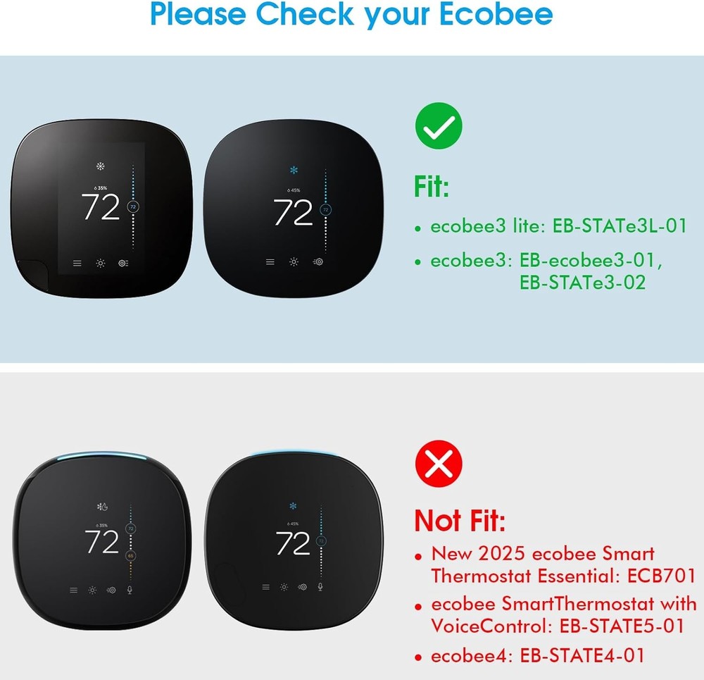 CaseBot Wall Plate for Ecobee3 Lite / SmartThermostat, White