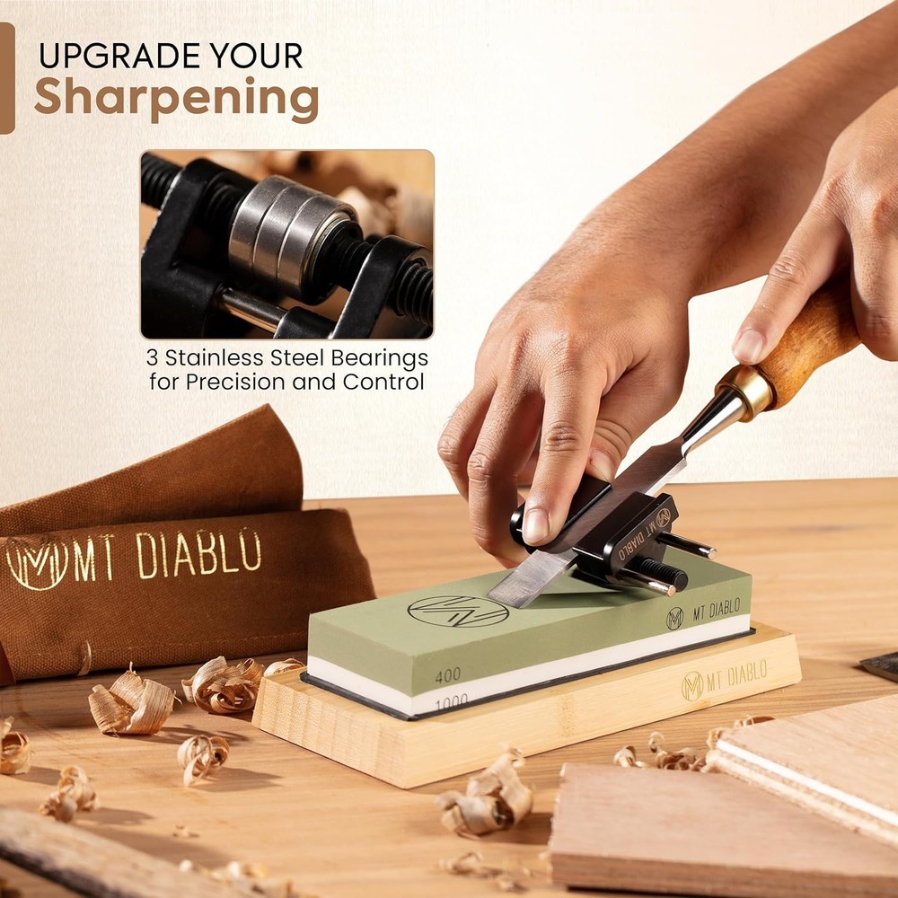 Mt Diablo Chisel Sharpening Kit - Precision Honing Guide for Black and Chrome
