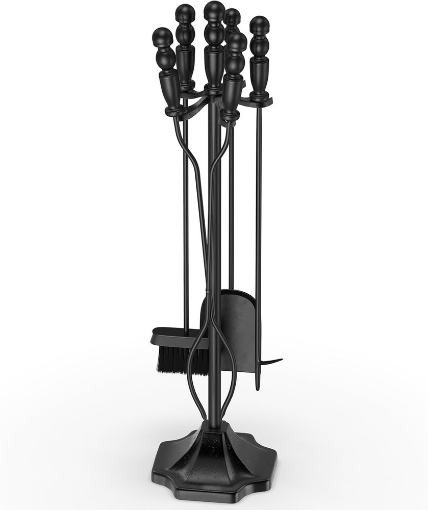 5PC Fireplace Tools Set - Fireplace Accessories Tool Set with Stand - 32" Wro...