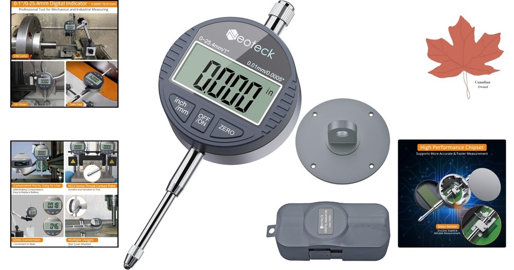 High Precision Accurate Digital Dial Indicator - Versatile - Switchable Ports